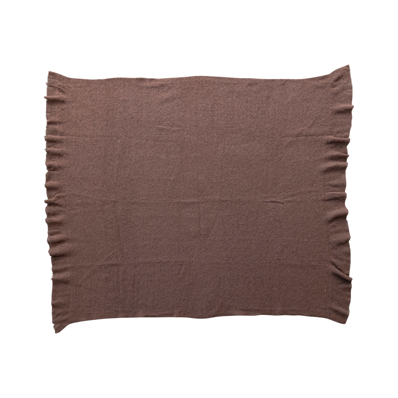 Hello Honey® 60" Brown Brushed New Zealand Wool Throw with Ruffled Edge